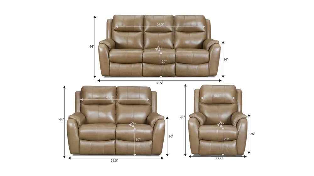 Stevens Reclining 3-pc. Living Room Set Dimensions