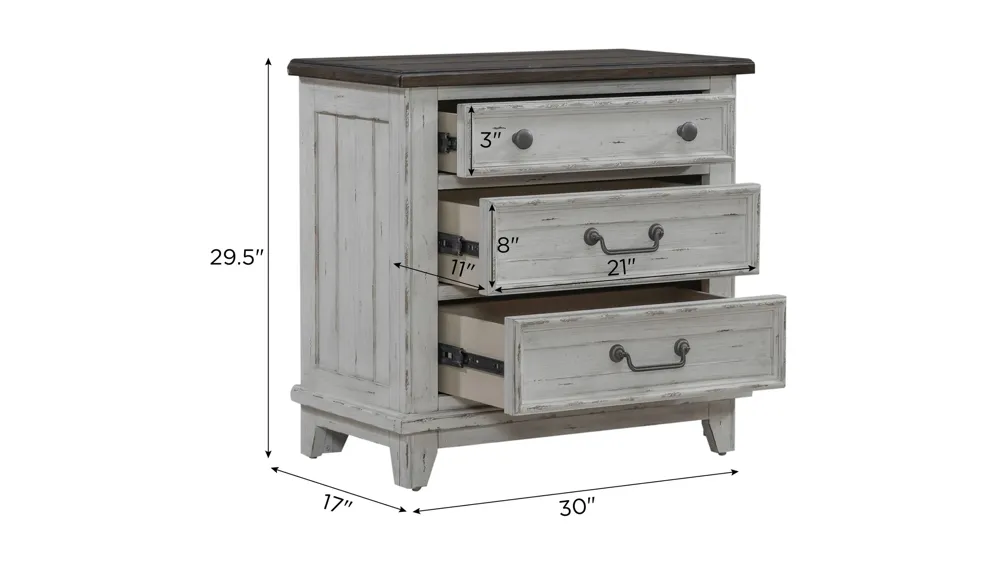 River Place Nightstand w/ Charging Station Dimensions