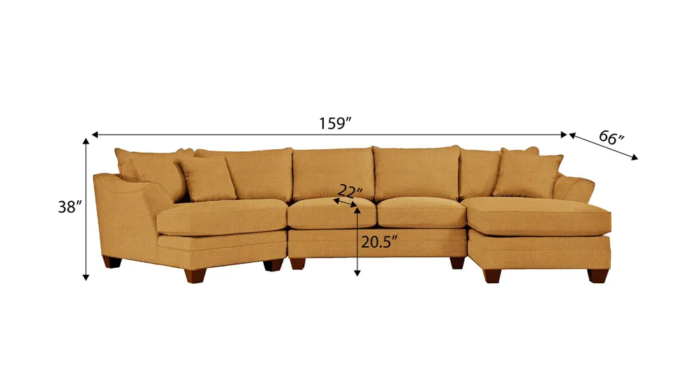 Foresthill 3-pc. Right Hand Facing Sectional Sofa Dimensions