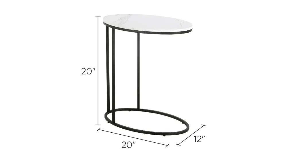 Blais Oval End Table with Faux Marble Top Dimensions