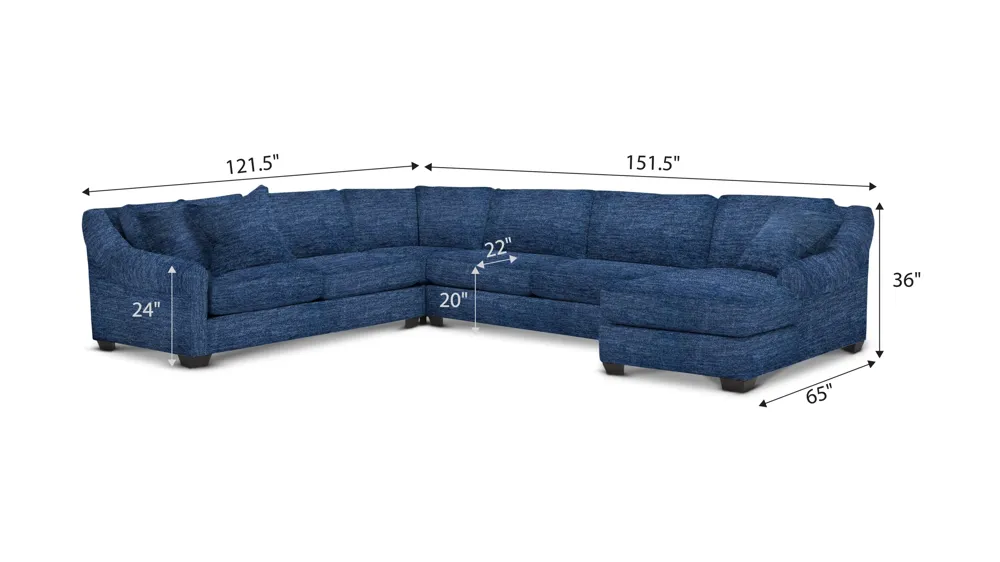 Thatcher 4-pc. Sectional Dimensions