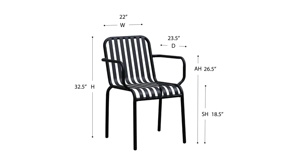 Enid Outdoor Armchair - Set of 2 Dimensions