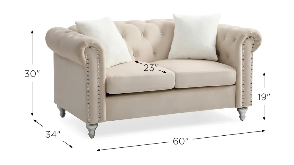 Raisa Loveseat Dimensions
