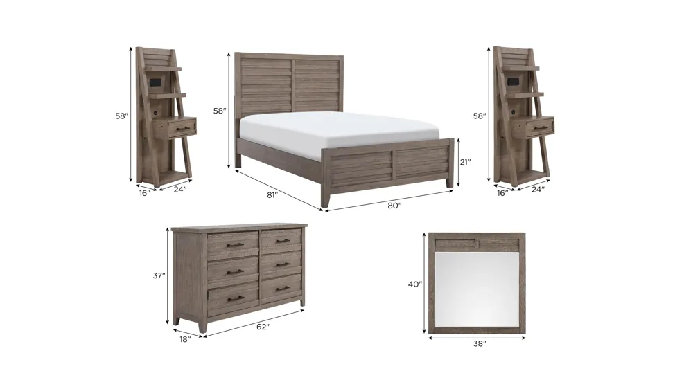 Clouston 5pc. Wall Bed Set Dimensions