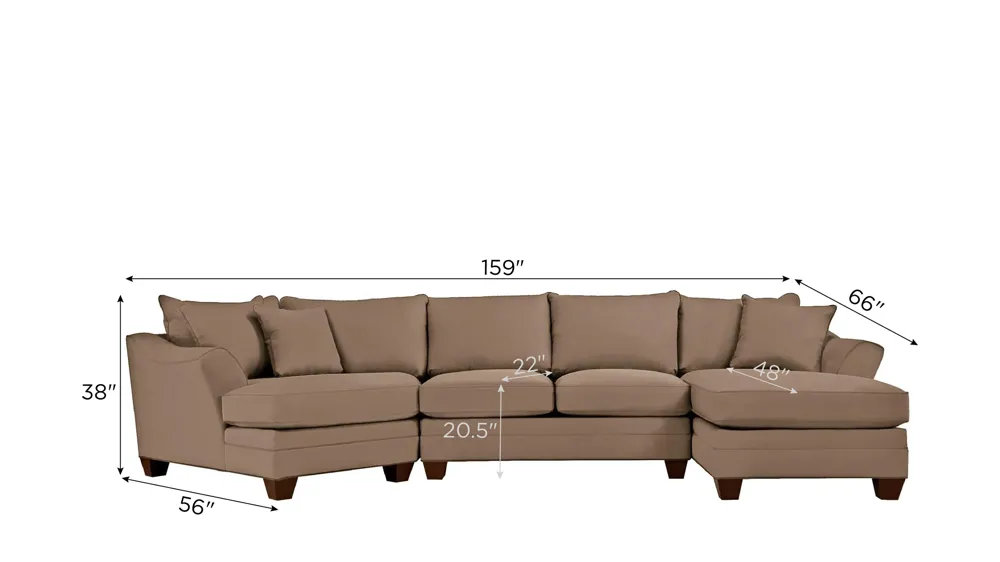 Foresthill 3-pc. Right Hand Facing Sectional Sofa Dimensions