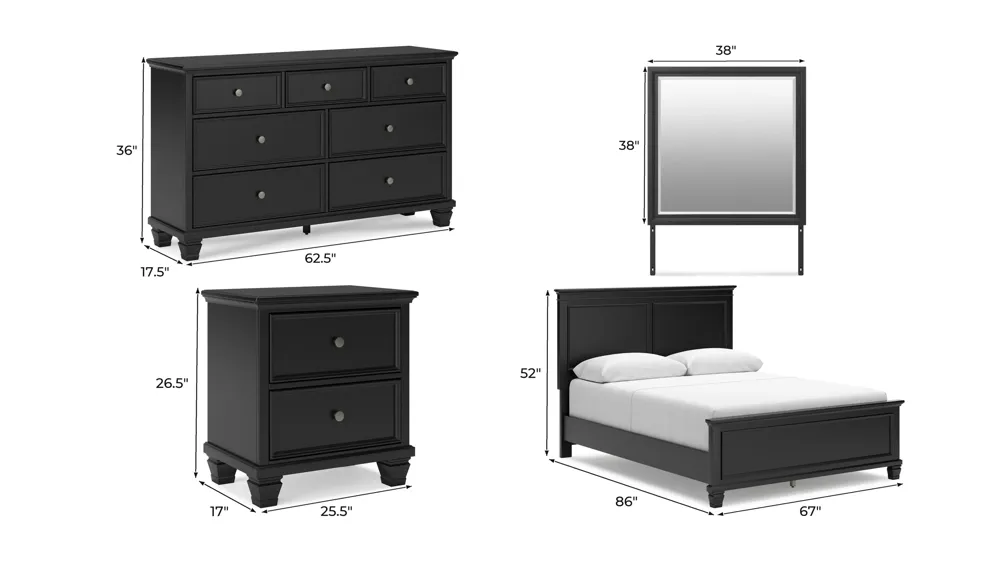Reed 4-pc. Panel Bedroom Set Dimensions