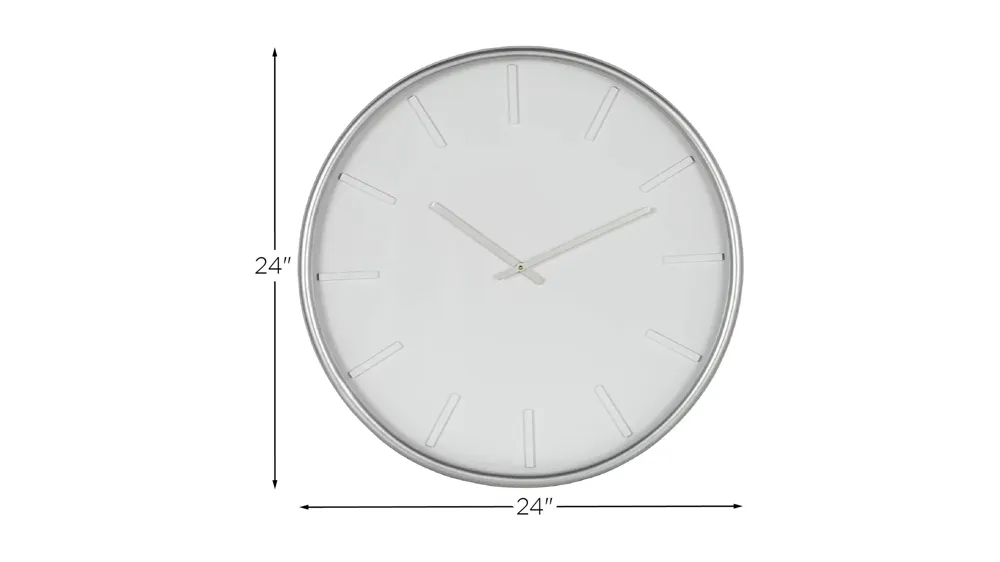 24" Silver Metal Wall Clock Dimensions