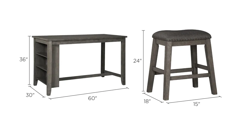Nash 3-pc. Counter-Height Dining Set Dimensions