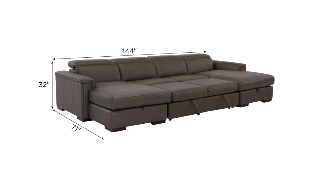 Orion 3-pc. Dual Power Media Sectional w/ Sleeper Dimensions