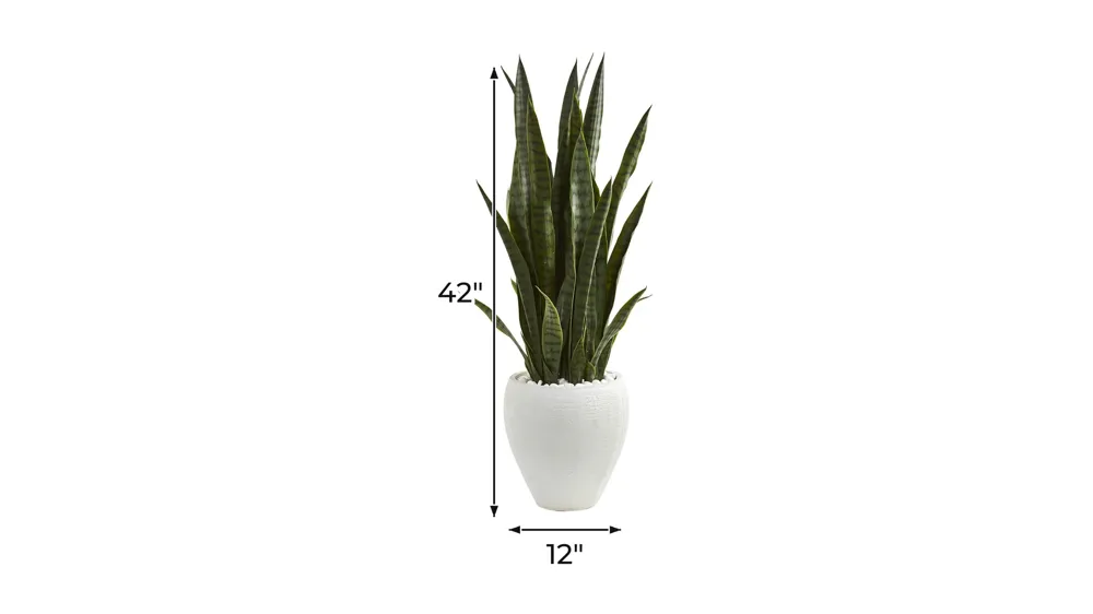 3.5ft. Sansevieria Artificial Plant in White Planter Dimensions