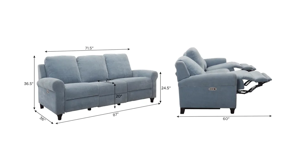 Moorea Power Sofa Dimensions