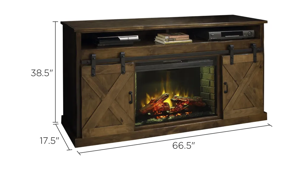 Farmhouse 66" Fireplace TV Console Dimensions