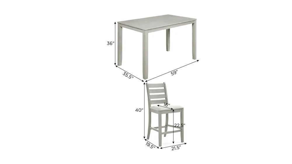 Pascal 5-pc. Counter-Height Dining Set Dimensions
