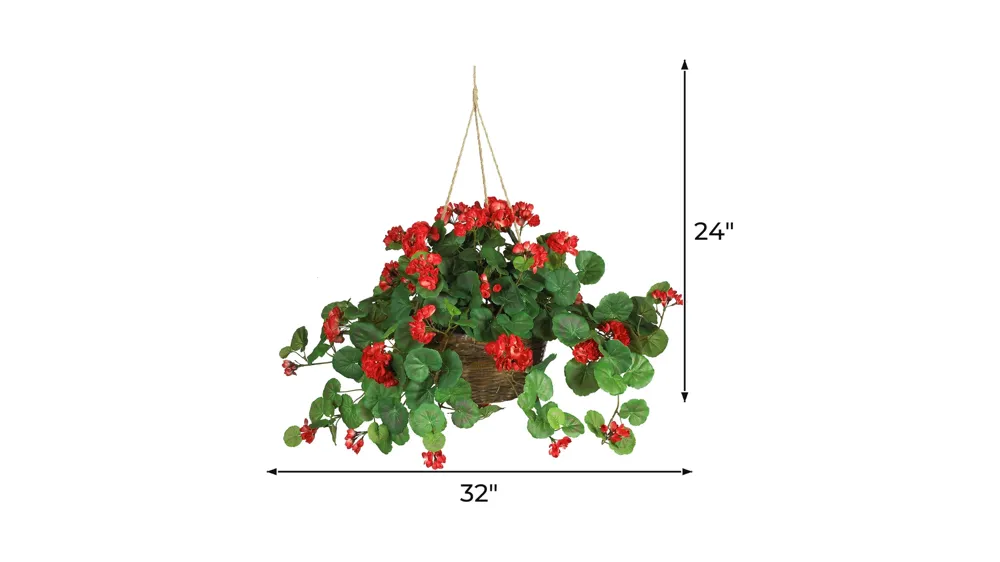 Geranium Hanging Basket Silk Plant Dimensions