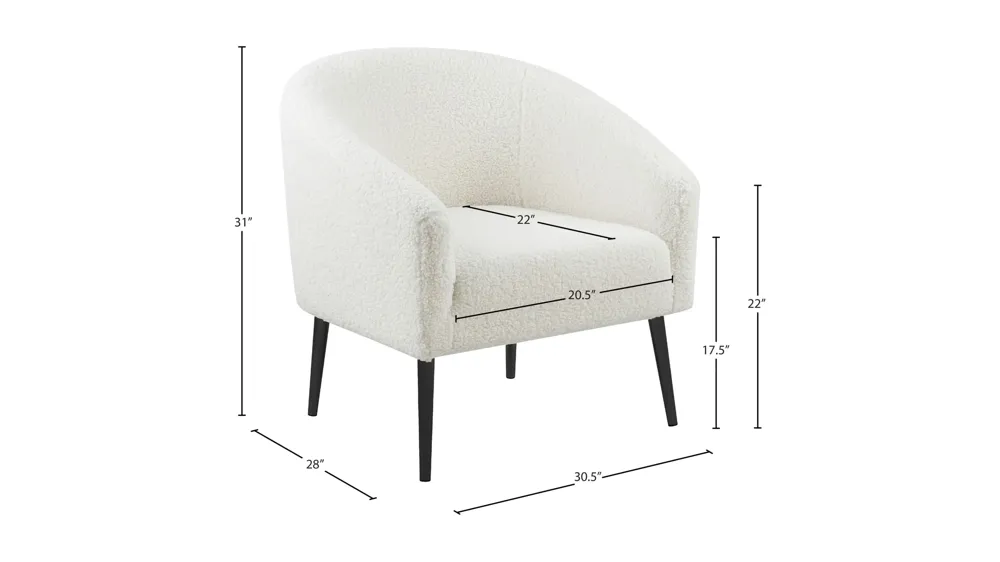 Barlow Faux Fur Accent Chair Dimensions