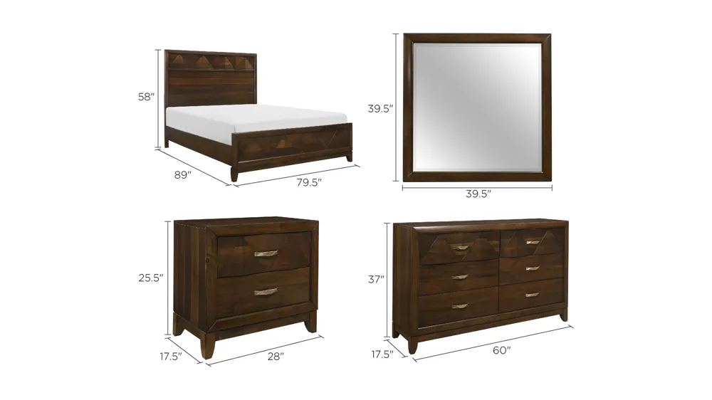 Massa 4-Pc. Panel Bedroom Set Dimensions