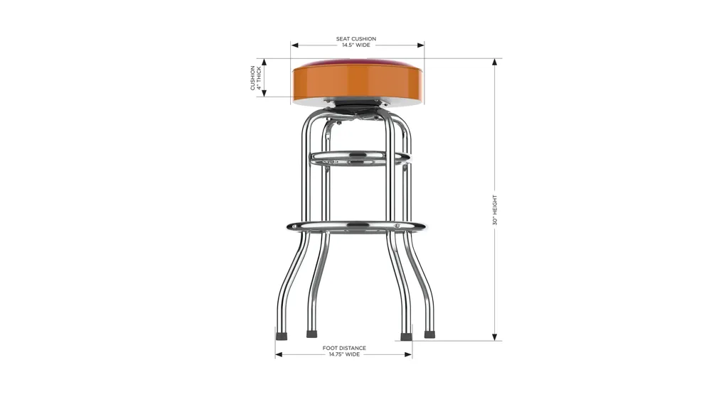 NCAA Backless Swivel Bar Stool Dimensions