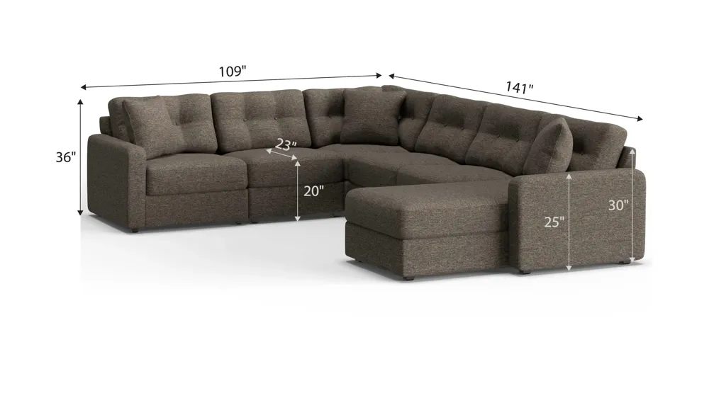 ModularOne 6-pc. Sectional Dimensions
