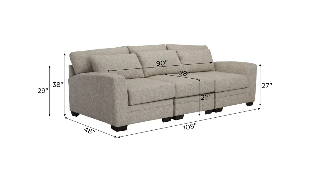 Easton 3-pc. Sofa Dimensions