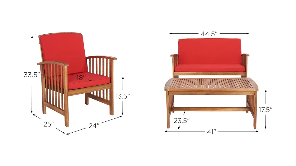 Barrow 4-pc. Patio Set Dimensions