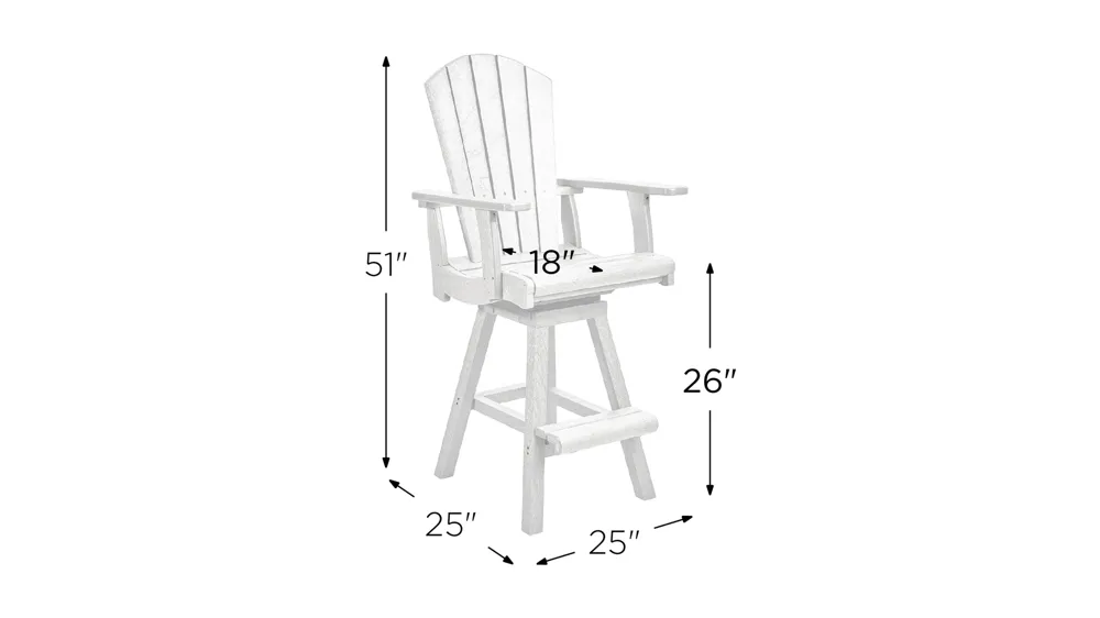 Generation Recycled Outdoor Swivel Bar Height Arm Chair Dimensions