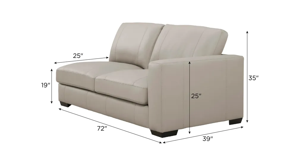 Oaklynn Leather Right Arm Facing Loveseat Dimensions