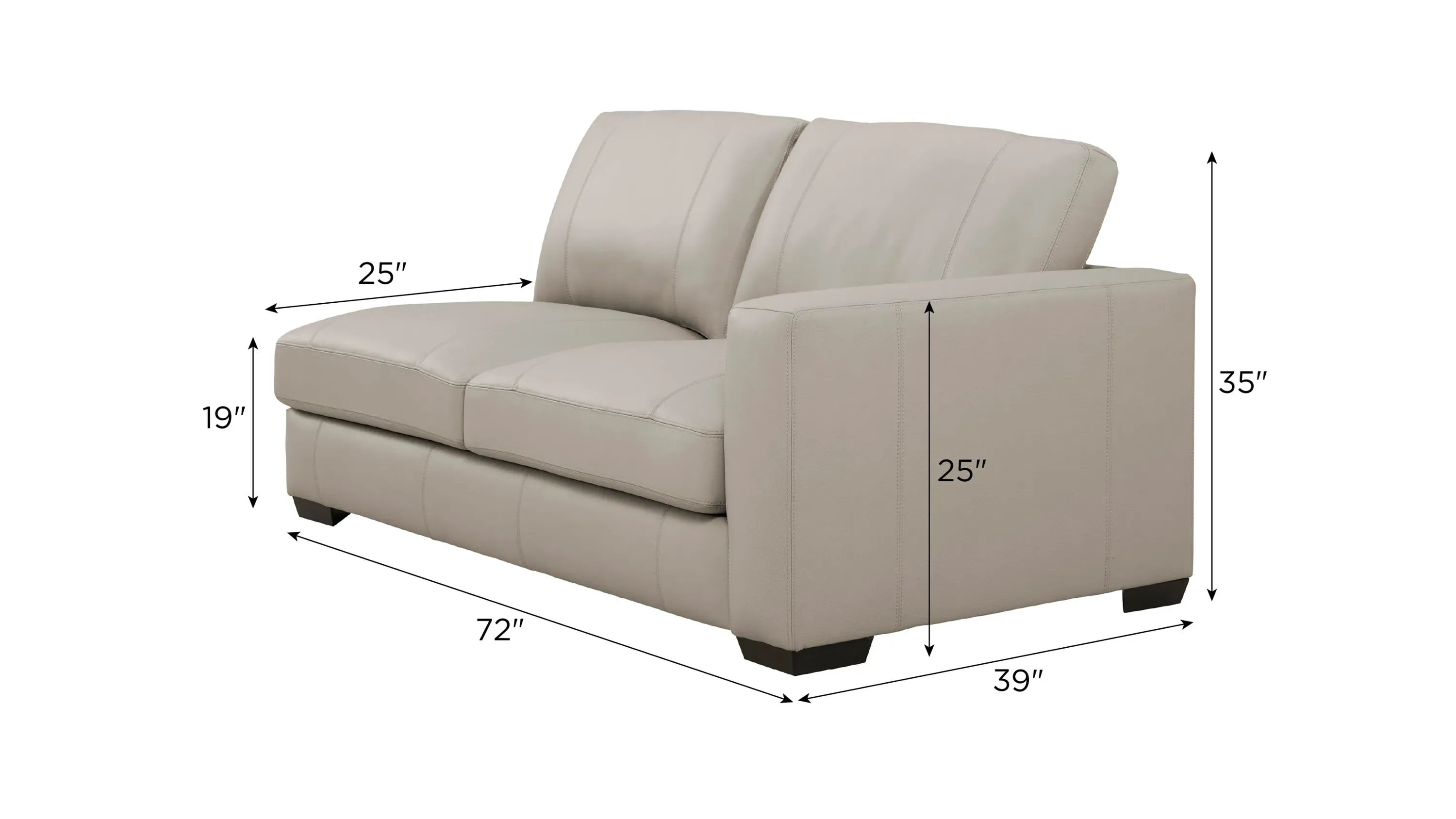 Oaklynn Leather Right Arm Facing Loveseat | Raymour & Flanigan