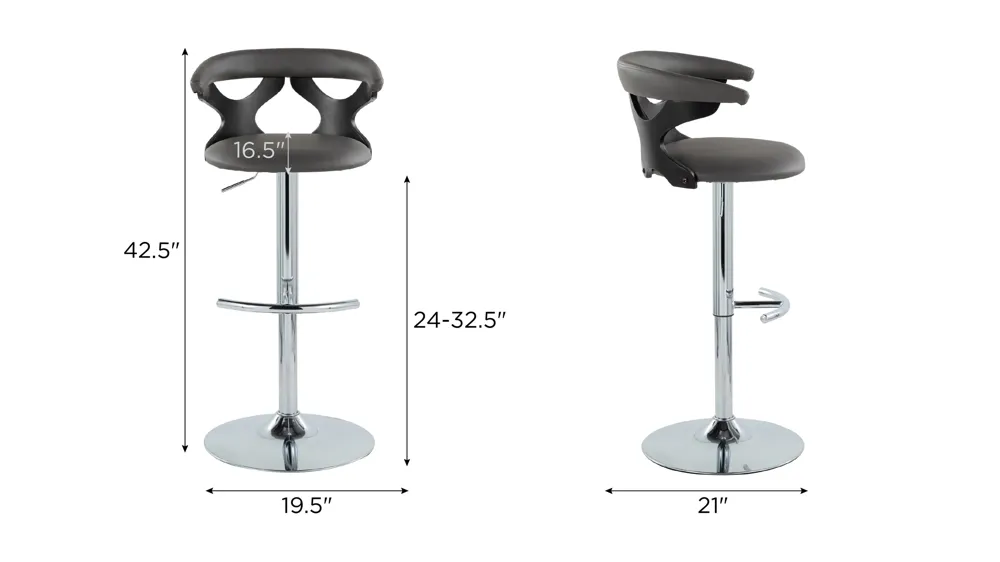 Gardenia Adjustable Barstool - Set of 2 Dimensions