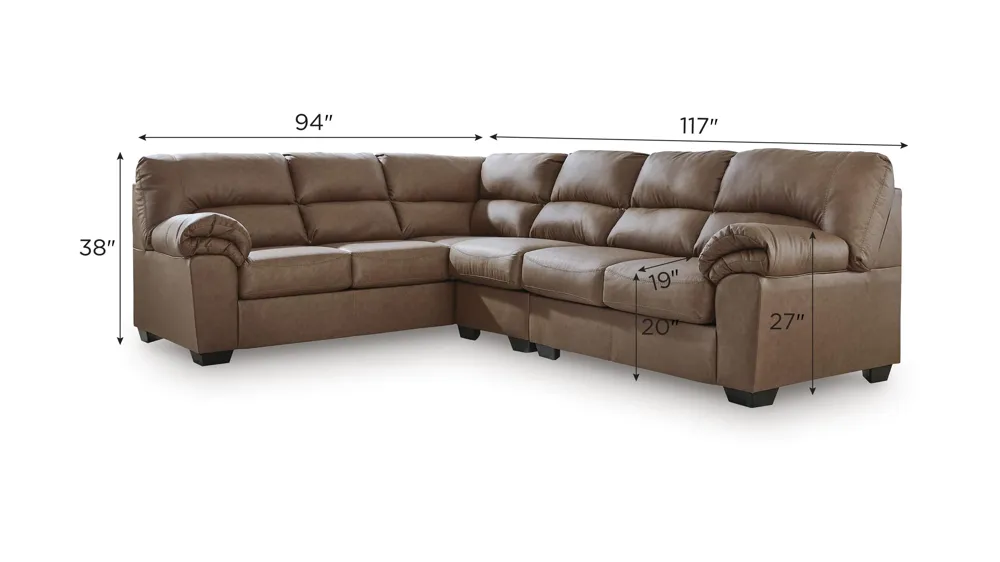 Livingstone 3-pc. Sectional Dimensions