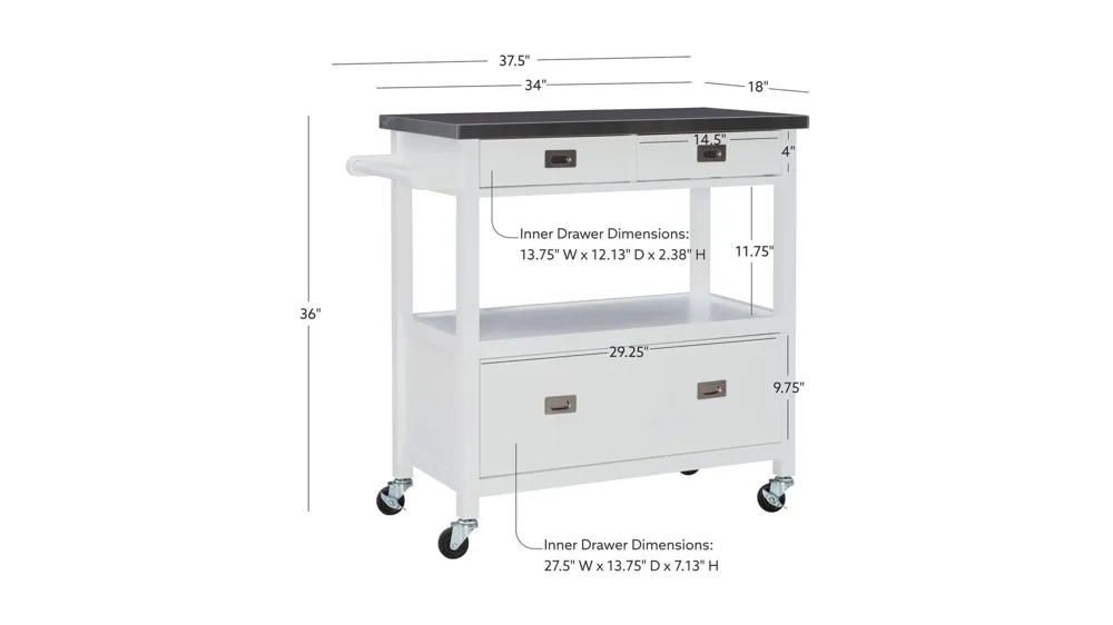 Amelia Kitchen Cart Dimensions