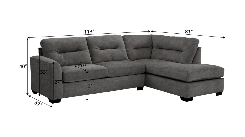 Oliver 2-pc. Sectional Dimensions