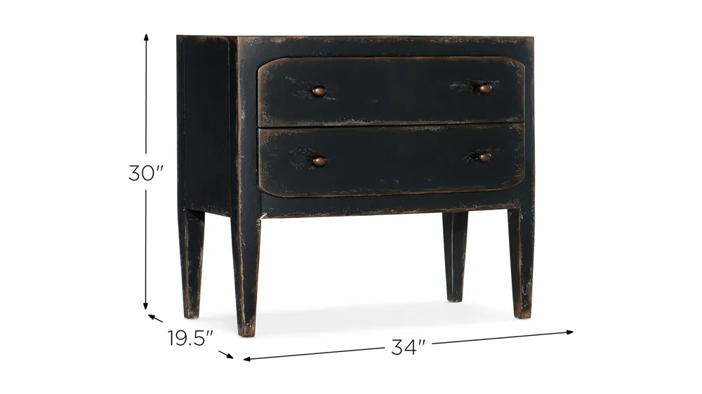 Ciao Bella Two-Drawer Nightstand Dimensions