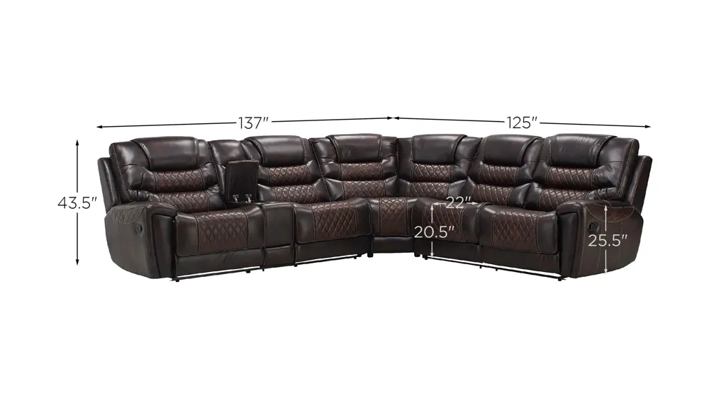 Corrigan 3-pc. Reclining Sectional Dimensions