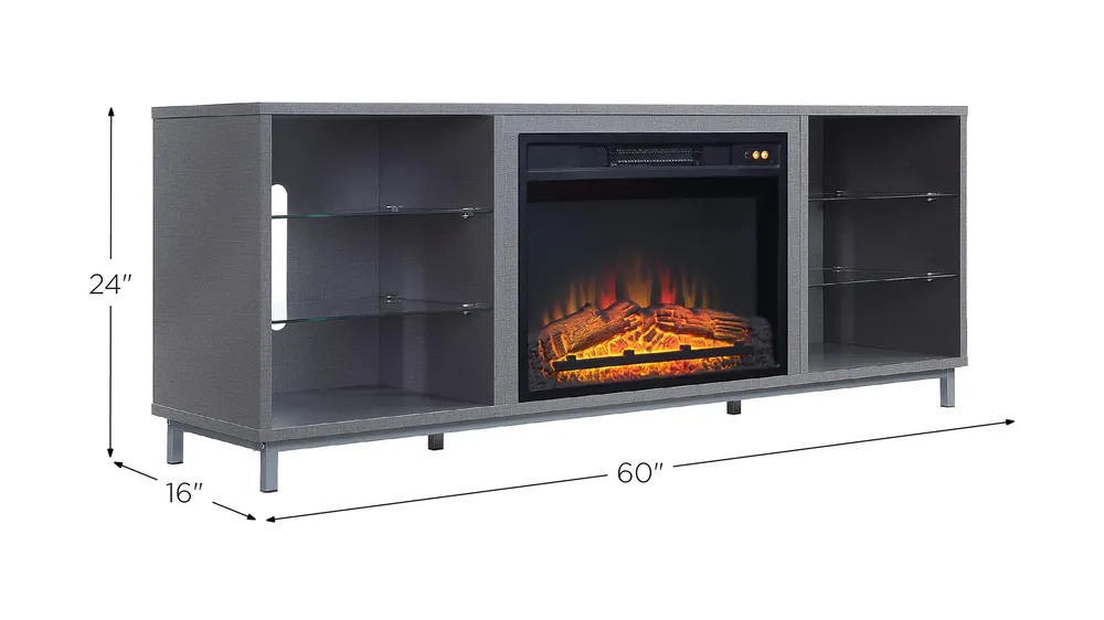 Brighton 60" TV Stand with Fireplace Dimensions