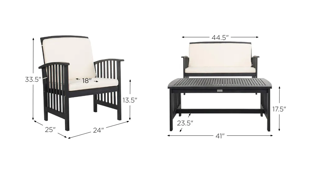 Barrow 4-pc. Patio Set Dimensions
