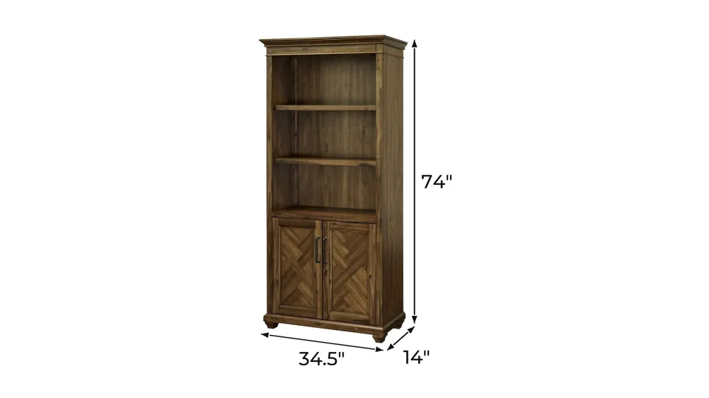 Porter Traditional Wood Bookcase With Doors Dimensions