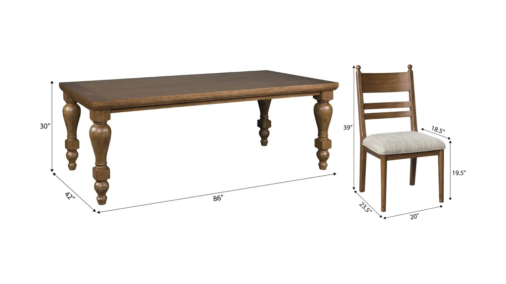 Lockwood 5-pc. Dining Set (4 Brown Ladder) Dimensions