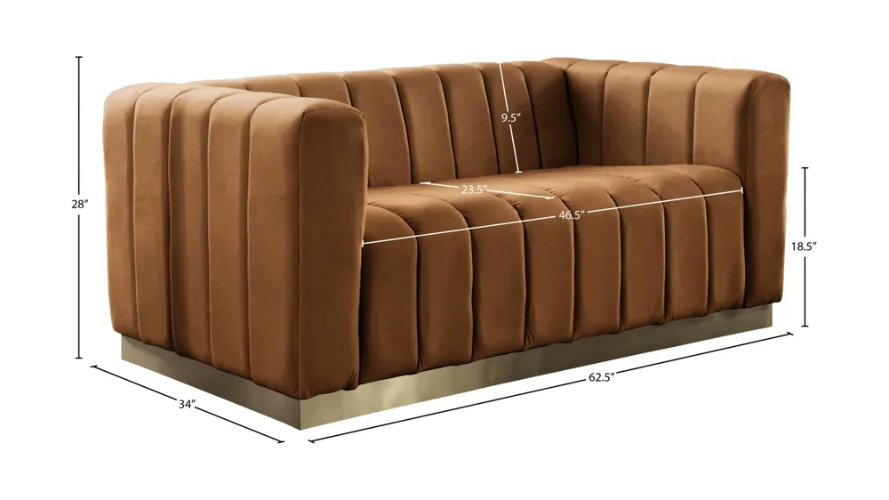 Marlon Velvet Loveseat Dimensions