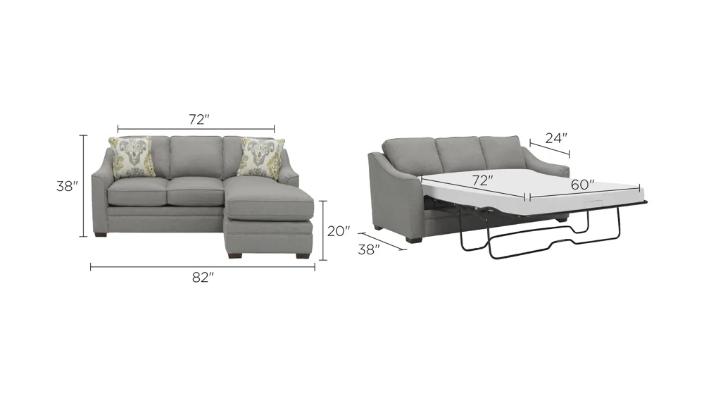 Hazelton Queen Sofa Chaise Sleeper Dimensions