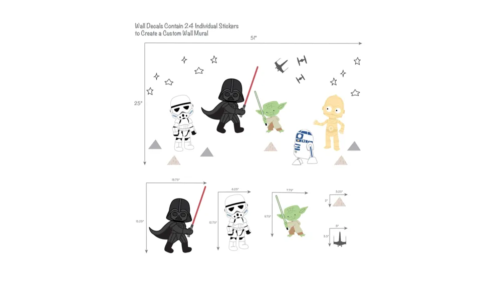 Star Wars Classic Wall Decals Dimensions