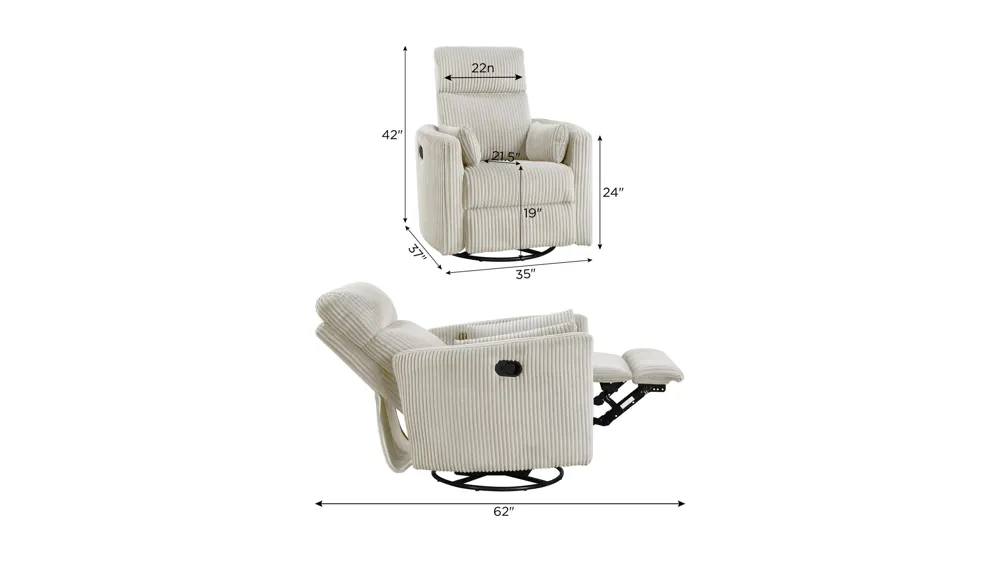 Maverick Swivel Glider Recliner Dimensions