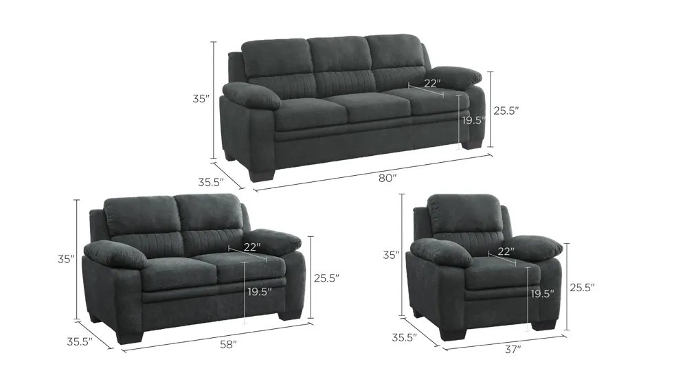Felicia Living Room Set Dimensions