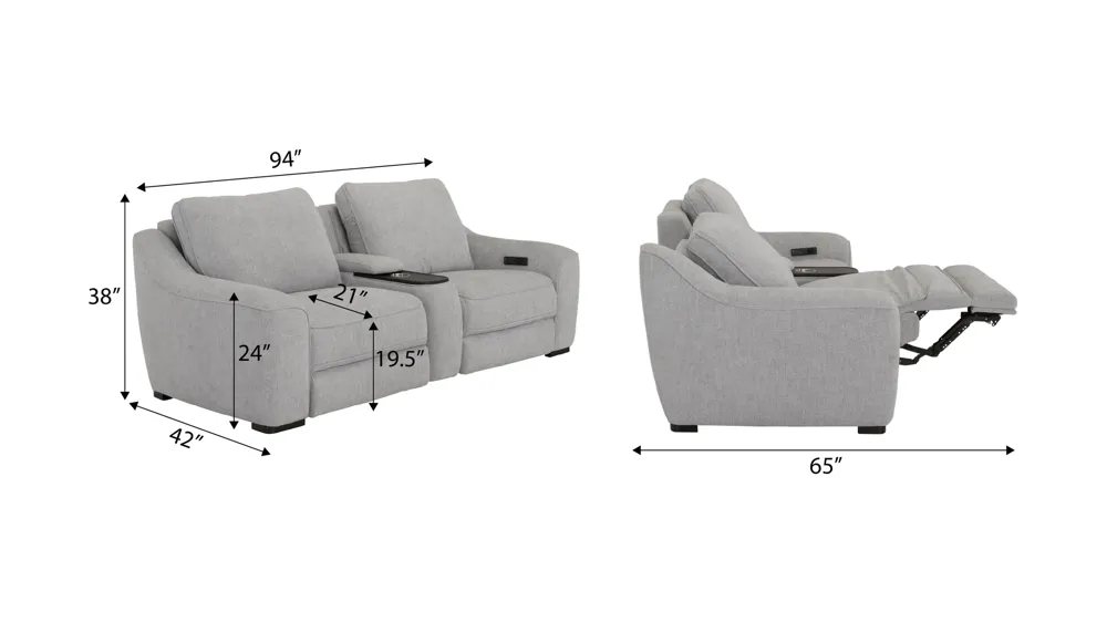 Atlas Dual Power 3-pc. Console Loveseat Dimensions
