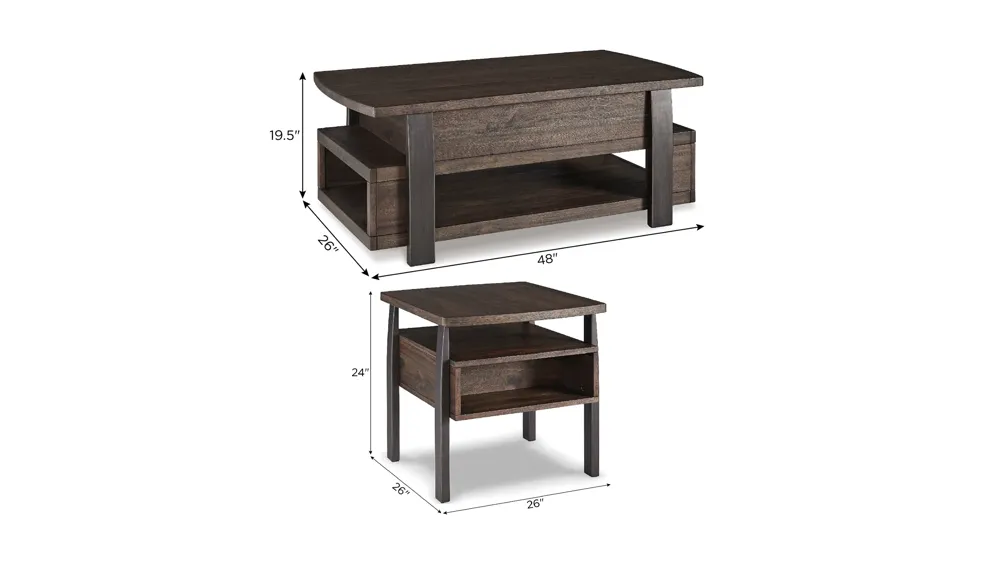Valibry 3-pc. Occasional Table Set Dimensions