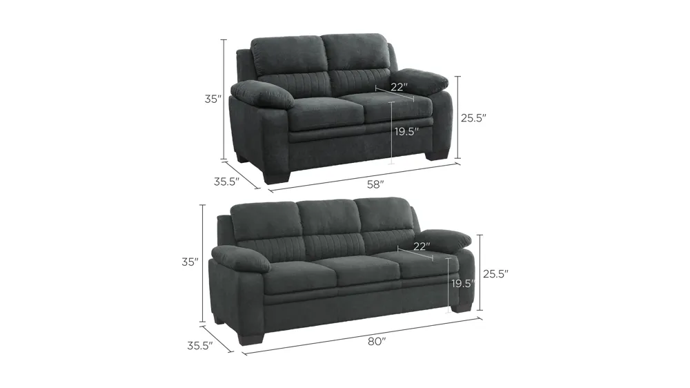 Felicia Living Room Set Dimensions