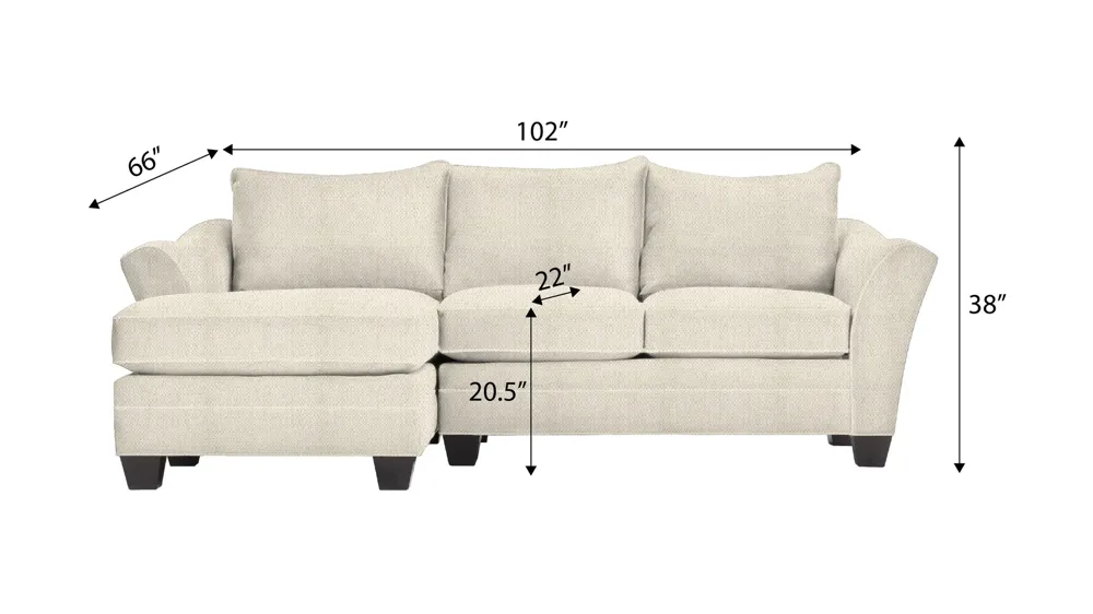Foresthill 2-pc. Left Hand Chaise Sectional Sofa Dimensions