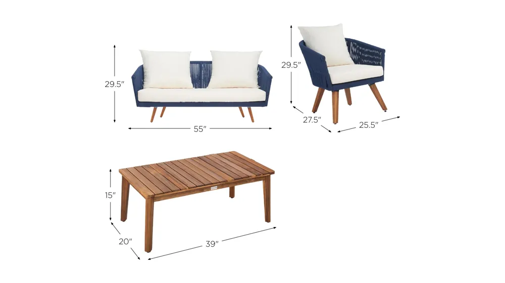 Velso 4-pc. Patio Set Dimensions