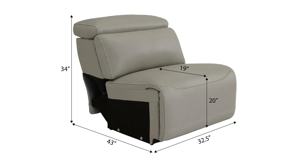 Westmore Armless Leather Chair Dimensions