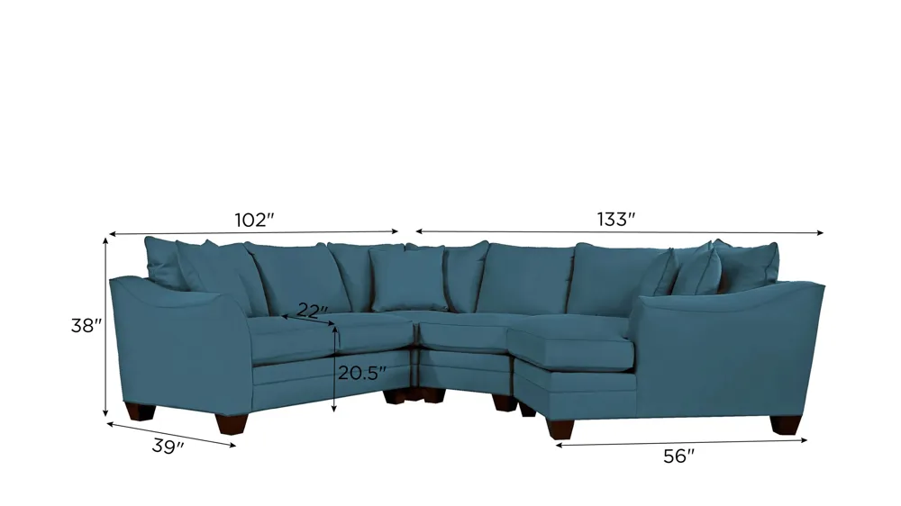 Foresthill 4-pc. Right Hand Cuddler Sectional Sofa Dimensions