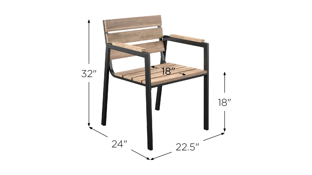 Straton Outdoor Dining Chairs- Set of 2 Dimensions